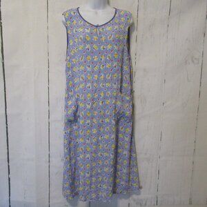 April Cornell Dress M Medium Blue Floral Sleeveless Pockets Cottagecore Prairie